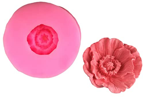 Moules Silicones 2 Pièces Diy3D Coquelicot Fleur Forme Liquide Silicone Moule À La Main Bougie Moule Plâtre Moule Gâteau