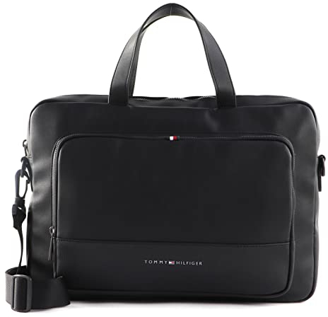 Tommy Hilfiger Herren Laptoptasche TH Essential Slim Computer Bag 14 Zoll, Schwarz (Black), Einheitsgröße