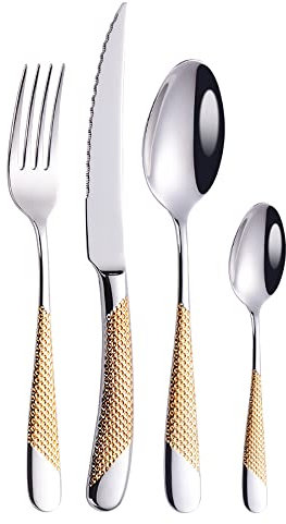 Ménagère, Ménagère 12 Personnes. Ensembles de couverts de luxe, ensemble de couverts polis miroir, passent au lave-vaisselle, couverts de table élégants pour la maison/les dîners importants (12 ensem