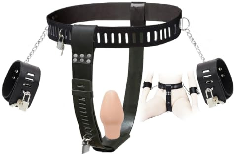 Leder Keuschheitsgürtel für Frauen Sexy Unterwäsche mit Schloss Anal Plug Handschellen Ouvertslip Unterhose Sex Spielzeug Bondage SM Erotische Kostüme