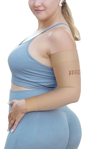 AMZAM® Manchon de compression médicale pour homme et femme, 20-30 mmHg, orthèse de compression graduée avec bande en silicone pour soulager la douleur, lymphœdème, œdème, gonflement, arthrite