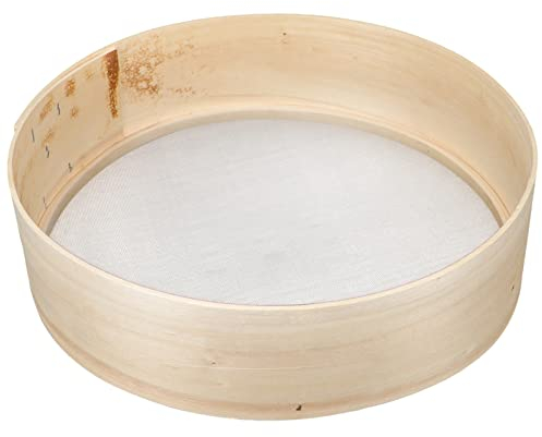 Operitacx Manual Flour Sifter for Baking Fine Mesh Kitchen Sieve Wooden Flour Strainer for Sugar Matcha and More Diameter and Easy to Clean