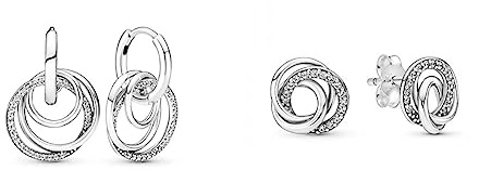Pandora Familie Familie Für Immer Verschlungene Creolen aus Sterling-Silber, Kompatibel mit Pandora Moments Armbänder & Ohrstecker Always Together Silber mit Zirkonia 291076C01