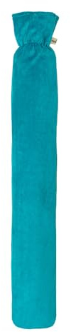 Premium Schlauch-Wärmflasche mit hochwertigem Supersoft Korean Fleece Bezug 77cm x13cm BS1970:2012 zertifiziert - TÜV Rheinland getestet (Dunkelgrün)