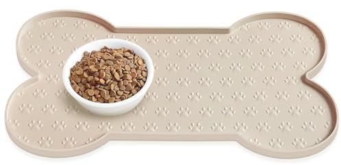 PWTAA Dog Food Mat Anti-Slip Silicone Dog Bowl Mat Thicker Pet Placemat Waterproof Cat Feeder Pad with Raised Edge Puppy Kitten Feeding Mats Suitable Small Medium-Sized Dogs Cats Eating Tray