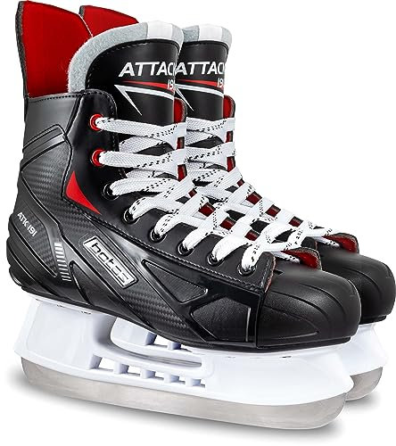 Botas - Attack 191 - Patines de hockey sobre hielo para hombre | Fabricado en Europa (República Checa) | Color: Negro/Rojo/Blanco, Hombre 4.5