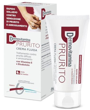 Dermovitamina Prurito Crema Fluida - Sollievo Rapido per Prurito Cutaneo - Efficace su Dermatite, Punture d’Insetto, Eruzioni Cutanee - Rapido Sollievo - Senza Cortisone - Adatto a Bambini - 150ml