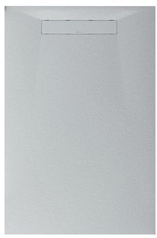 Bernstein Duschtasse LAVOA 100x120cm Weiß matt flache Mineralguss-Duschwanne in Steinoptik mit Rutschhemmung, zuschneidbar, UV-beständig, hygienisch und inklusive Ablaufgarnitur sowie drehbarem Siphon