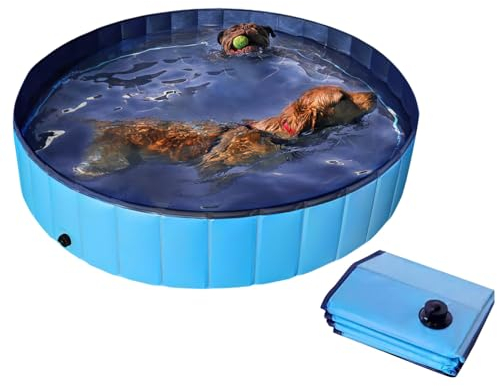 FePen Piscina per Cani Pieghevole, 80 x 20 cm Vasca Antiscivolo, Ispessita e Resistente per L'Estate, Giardino, All'aperto