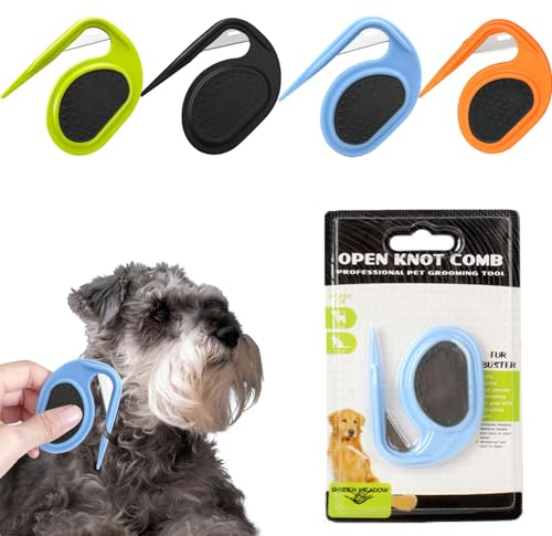 May Huang Entfilzungsmesser Katze, 4 Stück Knotenkamm Haar Entfernungswerkzeug, Multifunktions Haarentfernungskamm, Tragbar Haustier Kamm Entfilzungskamm für Unterwolle & Verfilzungen