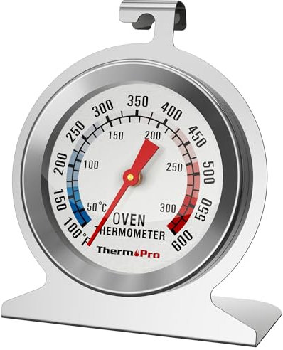 ThermoPro AOT-200 Termómetro para Horno, Termómetro de carne para barbacoa, termómetro de cocina, esfera de acero inoxidable, termómetro para carne de fácil lectura con lente irrompible