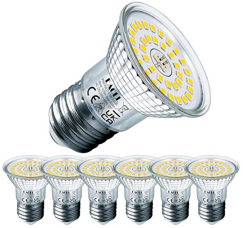 EACLL E27 LED 5000K Tageslichtweiß 6.5W Ersetzt 120W Halogen Glühlampe, 6er-Pack. 850 Lumen Leuchtmittel, Lichtwinkel 120° Strahler, Nicht Dimmbar Reflektorlampe, AC 230V Flimmerfrei Energiesparlampen