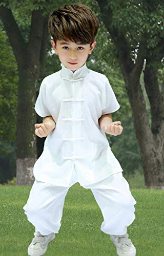 SFNIOKFG Traditionelle chinesische Tai Chi-Uniform für Kinder, Bequeme Baumwolle und Leinen – für Tai Chi-Übungen, C-150 cm