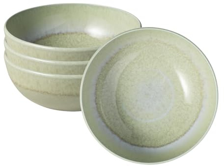 Villeroy & Boch like. av Perlemor Alga Bol set om 4, 590 ml, frukostskålar med reaktiv glasyr, premium porslin, grön