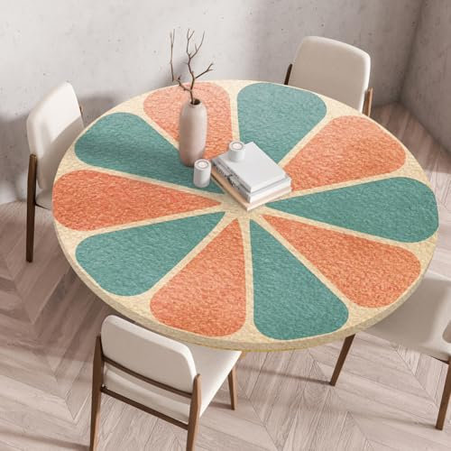 Gartentischdecke Rund, 3D Druck, Elastische Tischdecke Outdoor Wetterfest, Gartentischdecke Rund Mit Gummizug Für Balkon, Garten, Esszimmer, Wohnzimmer (140cm,Colour 1)