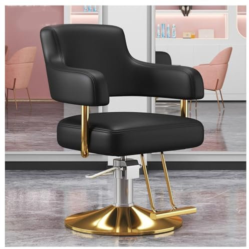 Generisch Professioneller Friseurstuhl mit 360° Rotation und hydraulischer Pumpe Gold Hairdressing Chair höhenverstellbar Kapazität 150 kg Spa Beauty Friseurstuhl