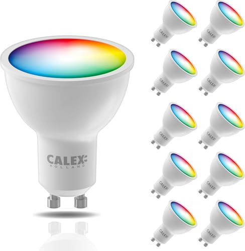 CALEX Smart LED Spot, GU10, PAR16, RGB-Farben & kalt- bis warmweiß Licht, dimmbar, WLAN App- & Sprachsteuerung, 10er Pack