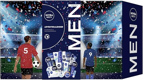 NIVEA MEN Adventskalender 2024 mit 24 Türchen voller verwöhnender Überraschungen, Weihnachtskalender mit Pflegeprodukten, Pflegeset für die Adventszeit mit NIVEA MEN, NIVEA und Labello Produkten