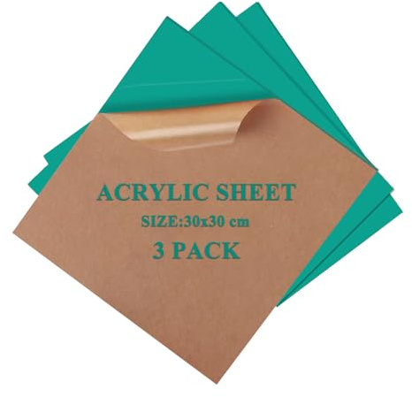 Uadme Acrylglas Platte Grüner See 3mm, 3 Stück Kunststoffplatte Farbig, 30cm x 30cm Bruchfestes Acrylplatte für Lasergravierte Schilder, Modellbau, Displays, Fotorahmen, Bastel- & DIY-Projekte