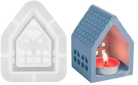 Silikonformen Gießformen Häuser, 3D Silikonform Haus, Silikon Gießform Häuser, Silikonform Häuser Kerzenhalter Gießformen Silikon Haus Gießform Haus Gips für Weihnachten, Halloween, Ostern (3D Haus)
