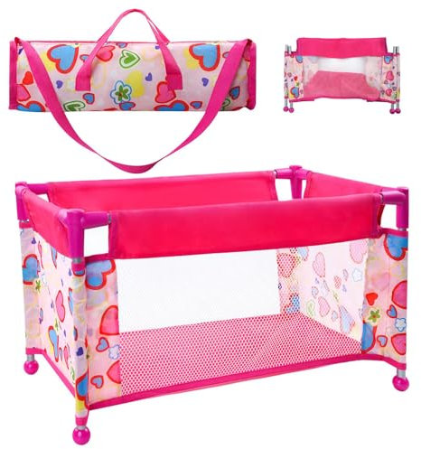 Puppenbett - Puppen Bett Spielzeug - Puppenreisebett - Puppen Reisebett,Puppen Zubehör,Reisebett mit Tasche und Zubehör