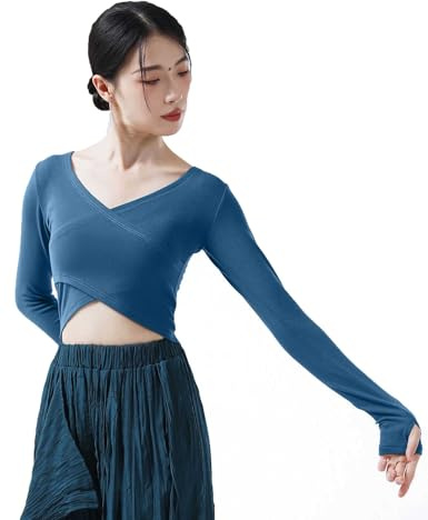 Avrigirl Blue Women Dance Sweaters Ballet Tops Yoga Undershirts for Athletic, Workout, 2 Wearings