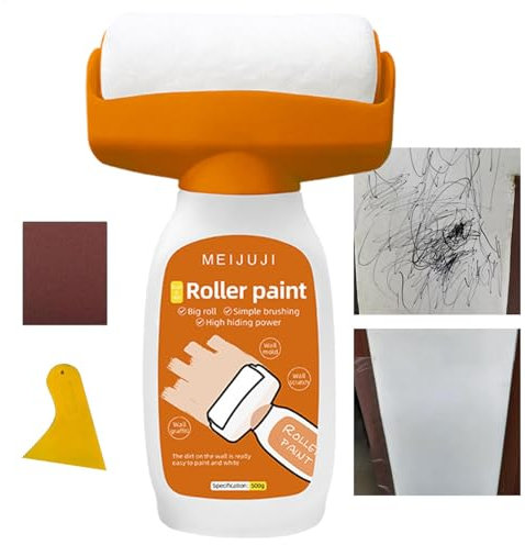 Small Roller Paint Brush - Large Paint Roller, Wall Repair Paste | 2 in 1 Paint Roller Brush Wall Repair Tool Kit, Multifunctional Paint Roller Brush Tools Set for Cracks, Chips, Scratches