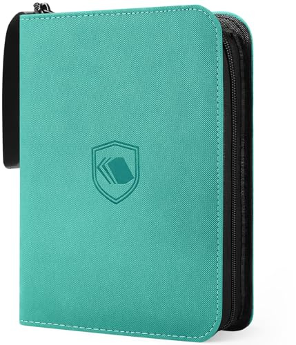 khlerox 900 Pockets Trading Card Binder, PU Cover Zipper Card Collection Album, Sturdy Card Folder Holder for MTG, TCG, Game Cards, Sports Cards (Teal, 9 Pocket)