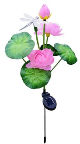 Sosoport Lotus Dragonfly Solar Stake Light Solar Led Flower Lamp Garden Decorative Outdoor Lights