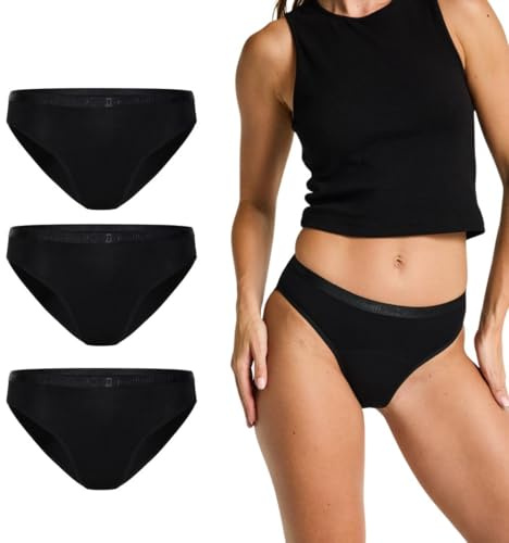Modibodi Mutandine Mestruali Donna Bikini Classico Flusso Abbondante Super Assorbimento 50ml Biancheria Intima Assorbente Riutilizzabile Anti Perdite Nero, 3 confezioni, nero, 42