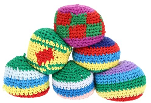 FIXOSHEE 6 Stück Gestrickte Sandsäcke Wurfspiel für Kinder Erwachsene Farblich Abwechslungsreich für Gartenparty Outdoor Spaß