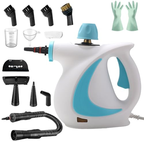 Nettoyeur à Vapeur Aquanevo, Nettoyeur Vaporisateur a Main, Nettoyeur Haute Pression, Pression de Vapeur de 3,2 Bars avec 12 Accessoires (Bleu)