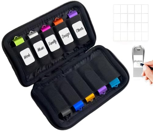 YIPFEN 1 Pièce Sac de Rangement pour Clés USB, Boîte de Rangement USB, Organisateur Accessoires électroniques, Boite Rangement, Transport de rangement (10 Emplacements) (Noir)