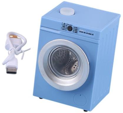 Mqiklt 1/12 Puppenhaus Waschmaschine, Miniaturmöbel, Puppenaccessoires, Dekoration für Wohnzimmer, Schlafzimmer, Blau