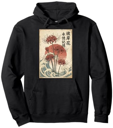 Giglio Ragno Rosso Fiore Giapponese Fiore Felpa con Cappuccio