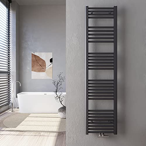 Heilmetz® Handtuchtrockner 40 x 160 cm Antrazit Heizkörper 547 Watt Leistung Bad-Heizkörper Bad Mittelanschluss Heizung Handtuchheizkörper
