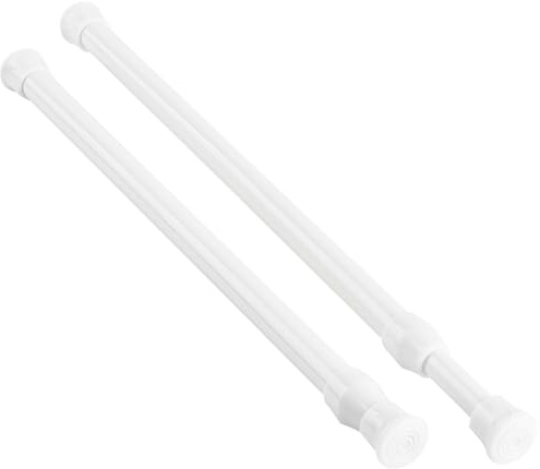 KXLIFE Gardinenstange mit Federspannung, 30,5 bis 50,8 cm, dünne Spannstange, kein Bohren, für Fenster, Schrank, Weiß, 2 Stück