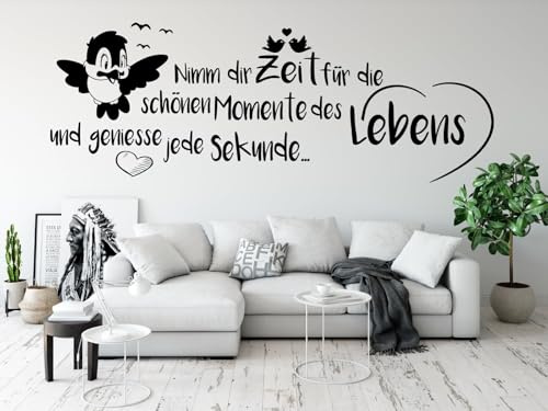 tjapalo® pk224 Wandtattoo nimm dir Zeit für die schönen Momente wandtattoo wohnzimmer spruch zitate Wandsticker Flur und Diele, Farbe: Schwarz, Größe: B100xH37cm