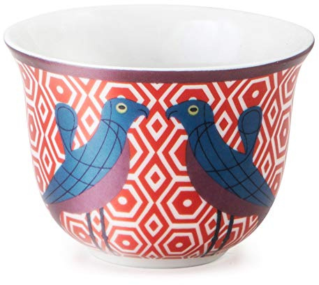 Images d'orient - Lot de 6 Tasses à café en Porcelaine Birds of Paradise - 60 ml