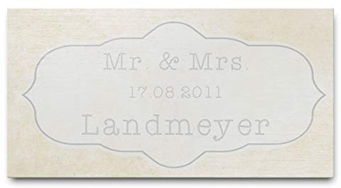 Hübsches Türschild | Hochzeitsschild | Namensschild für die Haustür mit Namen im Landhaus Stil natürlichem Holz | Einfach Befestigung: selbstklebend, mit Bohrlöchern o. Kordel