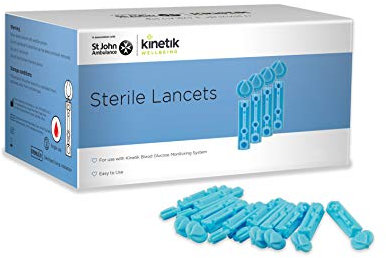Kinetik Wellbeing Sterile Lancets Pack of 200 - Blood Glucose Testing Kit Lancets for Diabetes Management, Diabetic Finger Prickers - Blood Lancing Device, Type 1 & 2 Diabetics Accessories