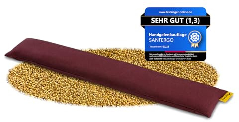 SANTERGO Handgelenkauflage für die Tastatur - ergonomische Handballenauflage aus Bio-Hirsespreu, Anti-Sehnenscheidenprobleme für Laptop & Computer, Wirst Rest in Bordeaux