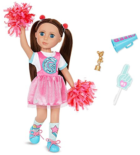 Glitter Girls - Alfie Puppen - 36 cm Bewegliche Cheerleader Puppe - Braunes Haar & Blaue Augen - Cheerleading-Zubehör - Spielzeug für Kinder ab 3 Jahren