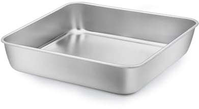 Quadratische Kuchenform, Homikit Rein Edelstahl eckige Brownie Backform Auflaufform, 23,8 x 23,8 x 4,8 cm, Ideal für Kuchen/Brownie/Lasagne, spülmaschinengeeignet, Hochwertig & ungiftig