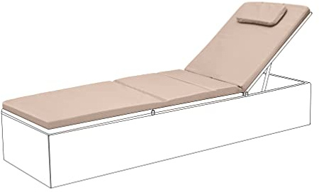 Gardenista Cuscino per Sedia a Sdraio da Giardino | Cuscino Lettino Prendisole per Esterno | Copricuscino Resistente all'acqua con Imbottitura | Leggero Cuscino per Lettino con Poggiatesta (Pietra)