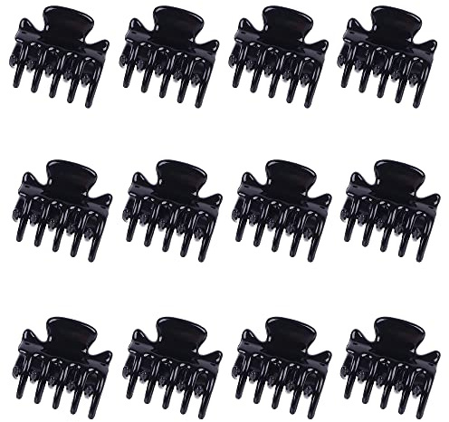 12 Pcs Small Hair Clips, Non-slip Hair Claws Pins Clamps, Hair Accessories Hair Clips Mini Claw Clips Black Hair Jaw Clips for Women Girl's Hair (3 cm/ 1.18 in)