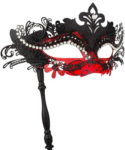 Hoshin Maskenmaske mit Stock, Mardi Gras Deecorations Venezianische Masken für Damen