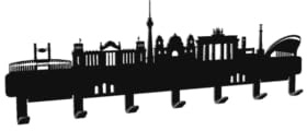 steland metallmanufaktur® Köln skyline nyckelbräda av stål, nyckelbräda och hållare för nycklar, jackor, handdukar (svart, Berlin)
