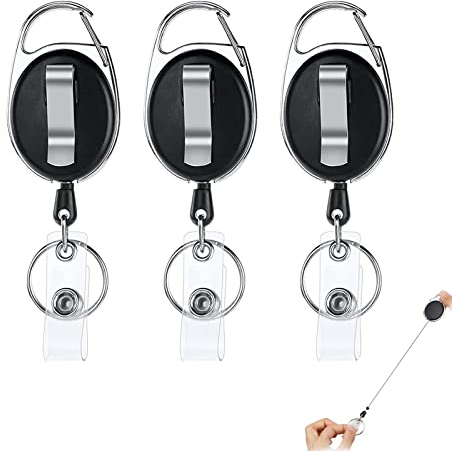 vgggrd 3 Stück Schlüsselband Ausziehbar, Einziehbarer Schlüsselanhänger mit Schlüsselring, Retractable Badge Reel für ID Badge Holder, Kartenhalter, Schlüsselkarten