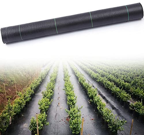 BOTOWI 142g/㎡ Tessuto del Paesaggio Barriera Erbacce, Stuoia Resistente Copertura di Terra di Giardinaggio del Blocchetto Erbacce, Panno del Giardino di Controllo Erbacce,Nero,4x300ft/1.2x91m